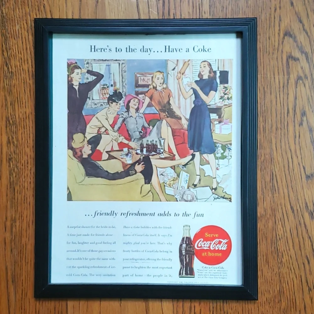 Vintage Coca-Cola Framed 1946 Advertisement